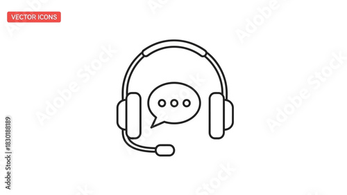 Minimalist headset icon representing communication and customer service support