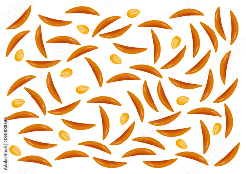 柿の種とピーナツのイラスト（Kaki-no-Tane Snack and Peanuts Illustration）