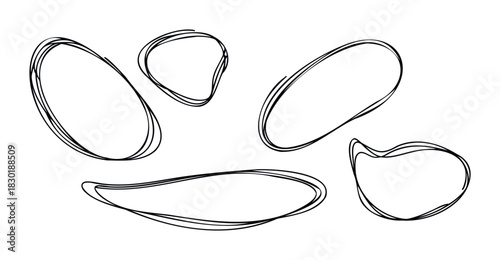 Hand drawn abstract shapes and frames with loose scribble texture for organic message placement and modern fluid announcement presentation