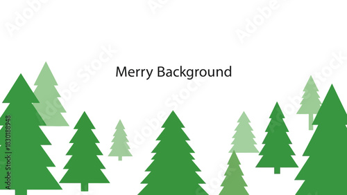Festive evergreen forest illustration against a pristine white backdrop enhancing holiday spirit