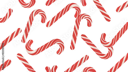 Festive arrangement of red and white striped candy canes on a bright background design element