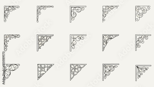 Elegant antique corner frame designs collection for decorative enhancements in various design