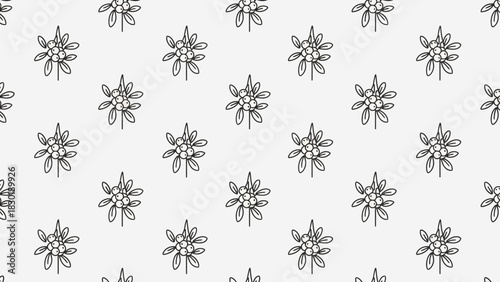 Delicate mistletoe berries sketched floral pattern for modern textile design with minimal elegance