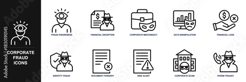 Corporate Fraud Line Icon Set