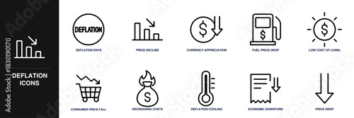 Deflation Line Icon Set