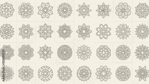 Collection of intricate vector mandala designs suitable for various creative projects like
