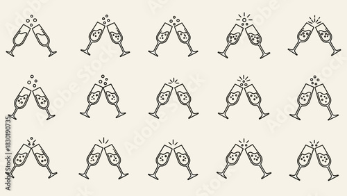 Celebration and success: A joyous pattern of toasting champagne flutes capturing the essence of