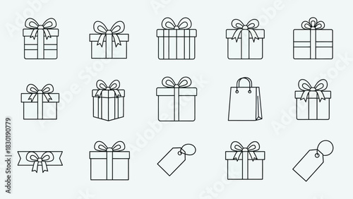 Assorted present icons on a light background for festive occasion concepts and design themes