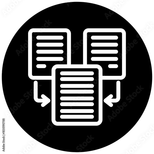 Merge Task Rounded Color Icon Mini Illustration Icon. Use For Modern Concept, Print, Ui, Ux Kit, Web And App Development. Vector Related To Office, Education, Examination And More