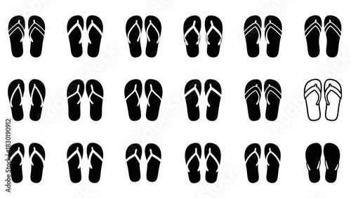 A Collection of Summer Footwear Icons, Representing Casual Style and Beach Holidays