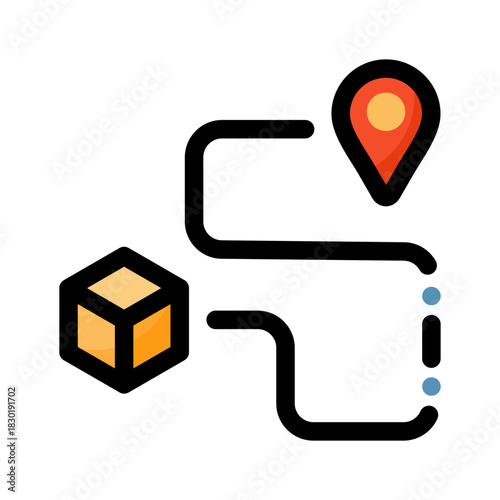 E-commerce filled line color icon. The process of shipping goods to customers.