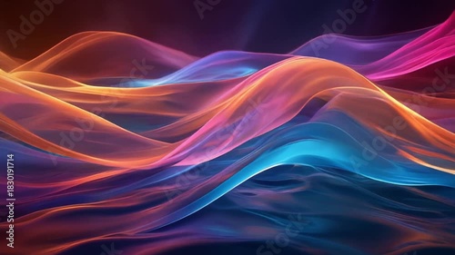 Wallpaper Mural Abstract Wavy Forms in Vibrant Colors Reflecting Light Torontodigital.ca
