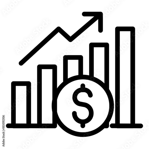 Economic Growth Line Icon of Inventory Robots Icon Set