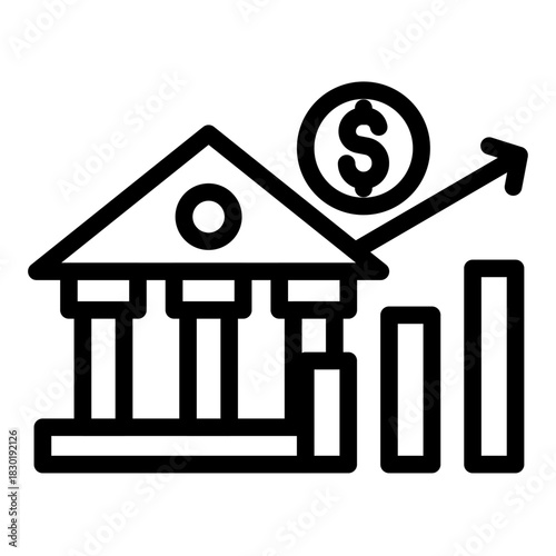 Bank Growth Line Icon of Inventory Robots Icon Set