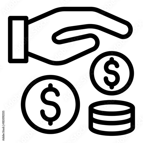 Monetary Policy Line Icon of Inventory Robots Icon Set