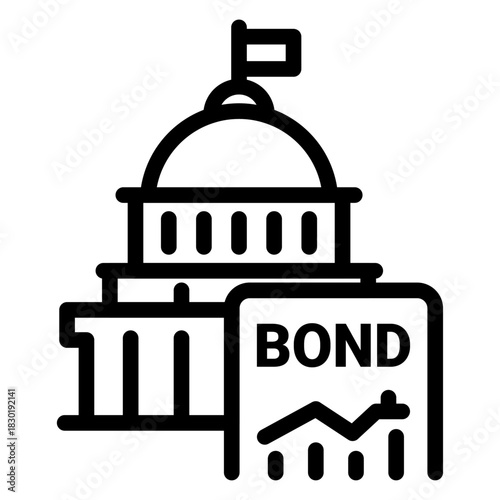 Treasury Issuance Line Icon of Government Bonds Icon Set
