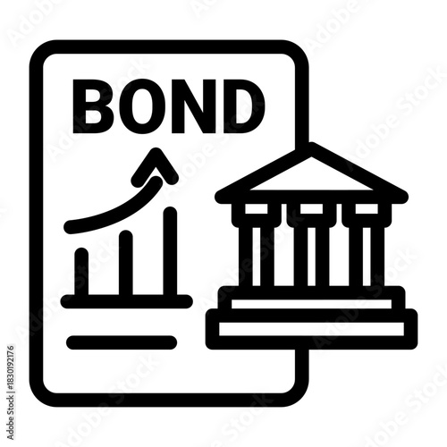 Bond Market Growth Line Icon of Government Bonds Icon Set