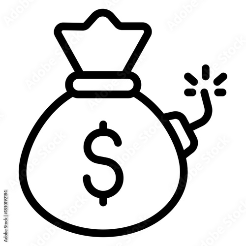 Debt Burden Line Icon of National Debt Icon Set