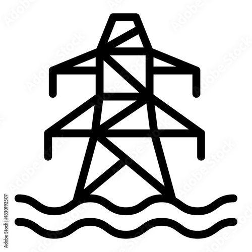 Hydro Power Grid Line Icon of Hydropower Icon Set