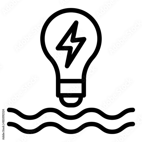 Hydro Electricity Line Icon of Hydropower Icon Set