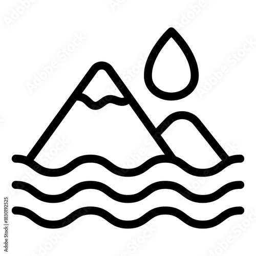 Mountain Reservoir Line Icon of Hydropower Icon Set