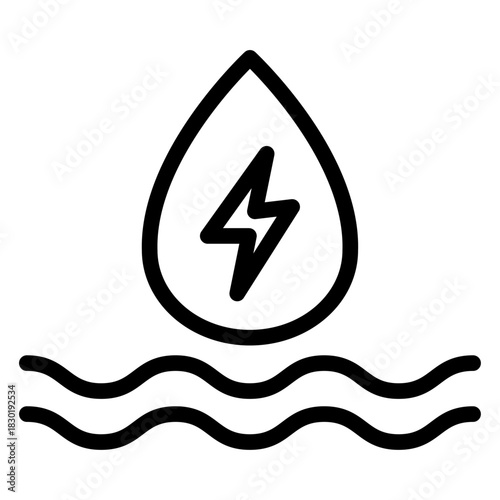 Clean Water Energy Line Icon of Hydropower Icon Set