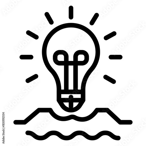 Geothermal Electricity Line Icon of Geothermal Power Icon Set