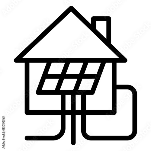 Geothermal Heating System Line Icon of Geothermal Power Icon Set