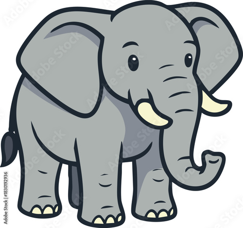 Cute cartoon elephant with tusks