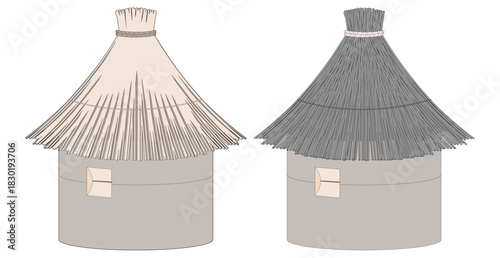 Vector illustration of a wooden bee house isolated on a white background. Ideal for designs related to nature, beekeeping, and environmental themes.