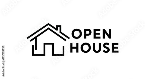 Minimalist Open House Vector Logo Design Showcasing Real Estate Opportunity with Line Art