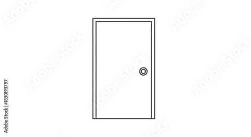 Minimalist door illustration with simple lines and a white background design element concept