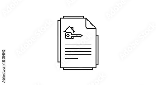 Real Estate Contract Outline Symbolizing Property Purchase or Rental Agreements in Minimalist Style