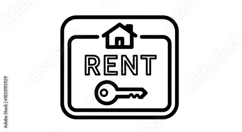 Minimalist icon depicting house for rent concept design property leasing availability symbol