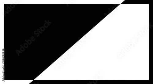 Minimalist Abstract Geometric Black and White Design with Diagonal Division Line