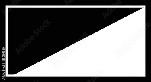 Abstract monochrome design featuring a diagonal split with a white border and two colors