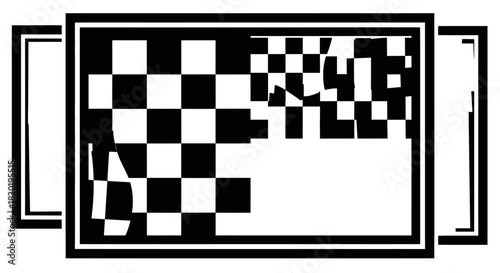 Monochrome checkerboard pattern design evoking optical illusion and modern abstraction