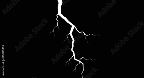 Dramatic lightning strike illustration on a dark background for dynamic visual effects