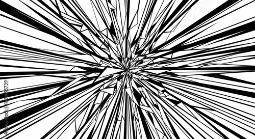 Monochrome abstract background with dynamic lines creating a sense of explosion graphic artwork