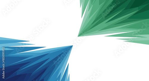 Abstract geometric design with blue and green hues conveying energy and balance