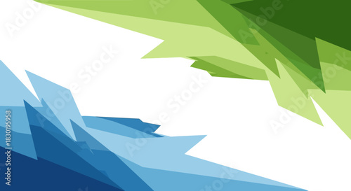 Abstract polygonal pattern with geometric shapes and blue and green colors with white background