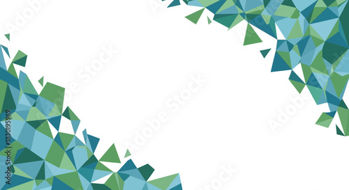 Abstract Geometric Design with Blue and Green Triangles for Modern Backgrounds or Presentation