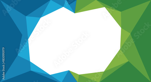 Modern polygonal frame in blue and green colors perfect for graphic design projects and marketing