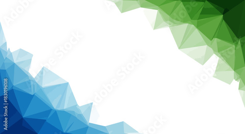 Abstract polygonal background with contrasting blue and green triangles design element