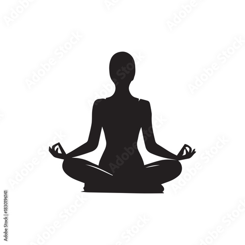 silhouette of a woman meditating