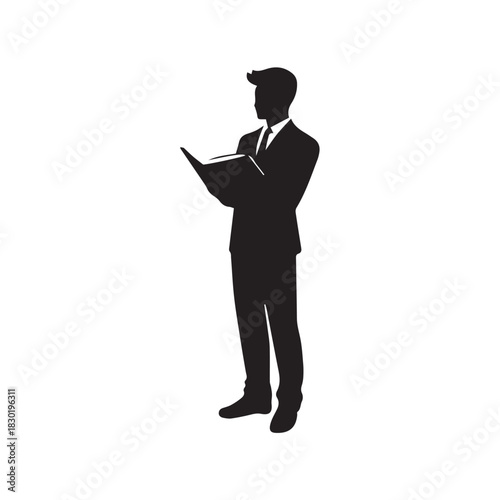 silhouette of a businessman with a folder