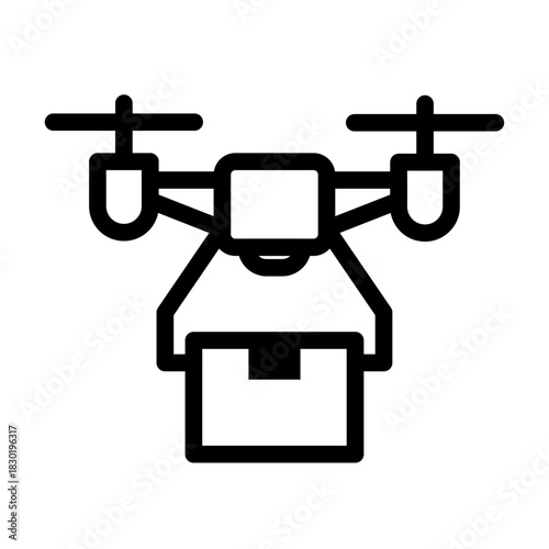 Drone Drop Line Icon of Last-Mile Optimization Icon Set