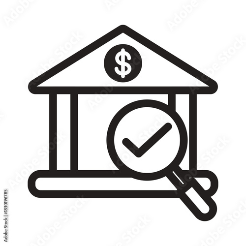 Bank Fraud Check Line Icon of Financial Crime Icon Set