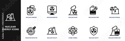 Nuclear Energy Line Icon Set