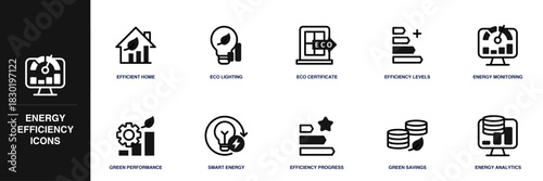 Energy Efficiency Line Icon Set